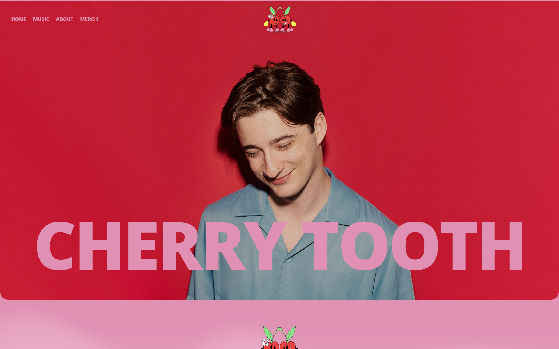 Homepage with bold artist identity