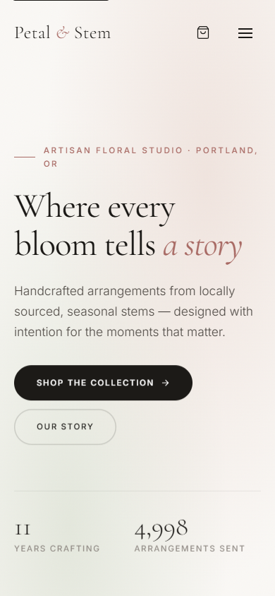 Mobile floral e-commerce experience