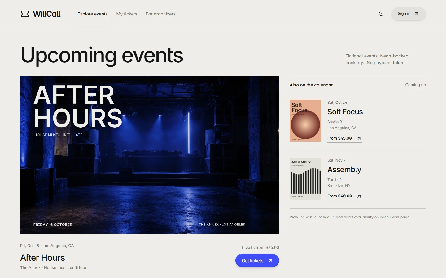 Current event discovery homepage